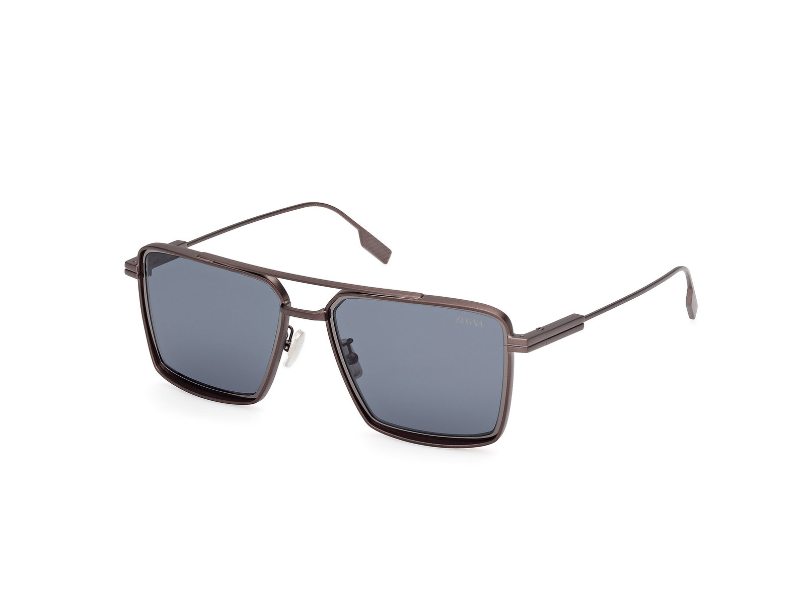 Das Bild zeigt die Zegna Sonnenbrille 0257 in matt dunkel bronze leicht schräg von der Seite.